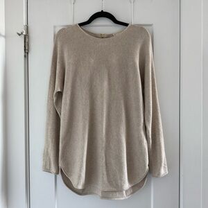 Michael Kors tan long crew neck cotton sweater - Small